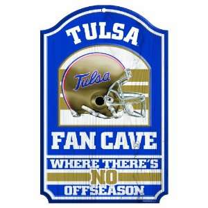  NCAA Tulsa Golden Hurricane 11 by 17 Inch Fan Cave Wood 