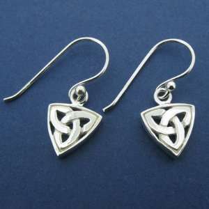 Sterling Silver Small Trinity Knot with Border Drop Earrings   Made in 