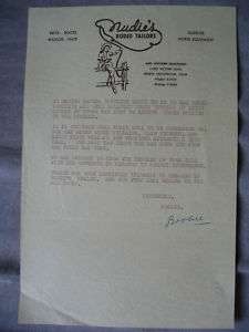 VINTAGE NUDIES RODEO TAILORS LETTER SIGNED BY BOBBIE  