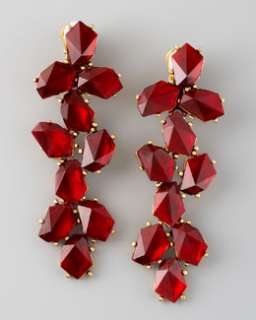 Y10M6 Oscar de la Renta Clustered Crystal Drop Earrings, Red