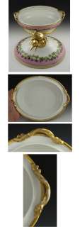 1870s HAND PAINTED PARIS PORCELAIN COVERED ENTREE  