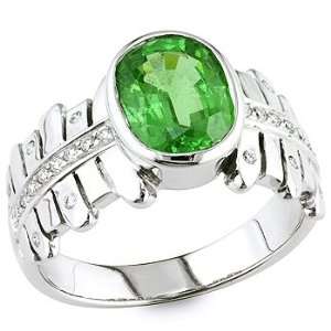  Green tsavorite and white diamond gold ring. Vanna 