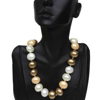  Pearl 18MM With Black Diamond and White Topaz Silver Necklace  