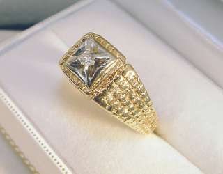 14K Solid Yellow Gold Diamond Solitaire Ring Size 12.5  