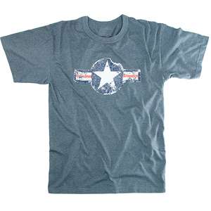 Blue   Military Vintage T Shirt w/Army Air Corp Star Emblem