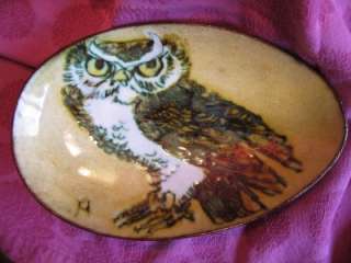 VTG Chelsea ART Pottery England Owl Dish Oval Plate  