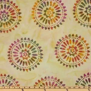  44 Wide Indian Batik Large Medallion Yellow Fabric By 
