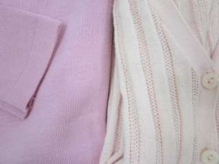 LOT 2 WHITE WARREN/SWEET ROMEO Pink Sweater Blouse Sz S  
