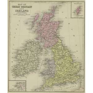   Mitchell 1879 Antique Map of Great Britain & Ireland
