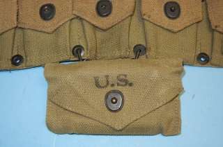 Original WWII M1 Garand Cartridge Belt & 1st Aid Pouch *NICE*  