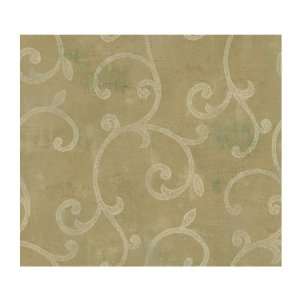   Brandywine Scroll Wallpaper, Shimmering Sand/Hint Of Aqua/Winter White