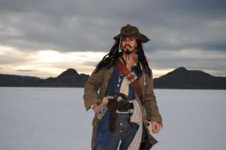 JACK SPARROW Pirate FULL COSTUME Belt Coat Wig LUXURY  
