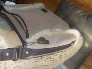   ® Australia Large Shearling Sheepskin Leather Messenger bag,Chestnut