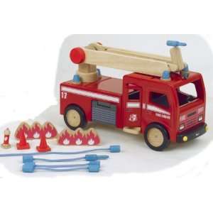  Wooden Fire Engine and Firemen Toys & Games