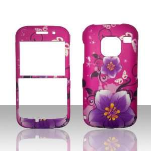  Purple Flower on Hot Pink Nokia Straight Talk E5 3G Smart 