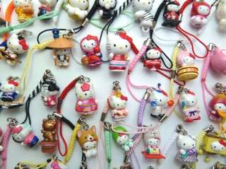 50pcs/lots boutique hello Kitty Mobile Phone Neck Straps Charms  