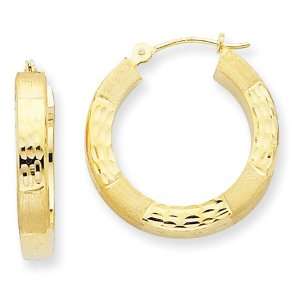  14k Diamond Cut Hoop Earrings Jewelry