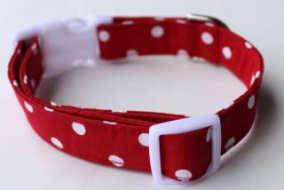 Red and White Polka Dot Dog Collar Small Medium Large  