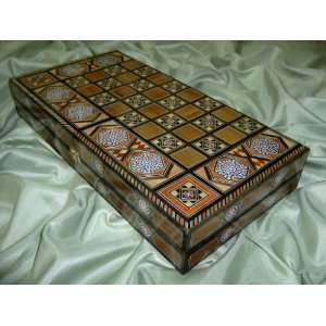 Handmade Mosaic Chess Backgammon Game Board Full SET  