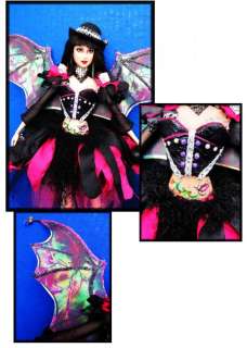 OOAK Gothic Barbie Fairy Doll Custom One of a Kind Tattoos Bat Wings 