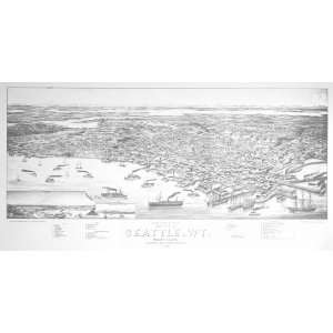  Historical Map of Seattle, 1884, Antique Map Wall Art 
