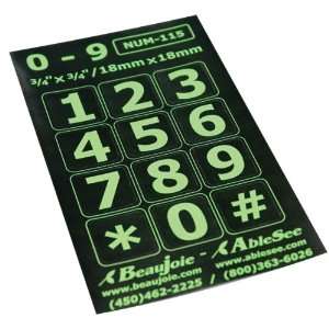  Telephone Stickers Green on Black Numbers Only Health 