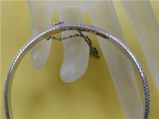VTG Sterling 925 Scored / Etched Hinged Bangle Bracelet  