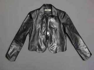 3K Balenciaga Textured Leather Biker Scallop Jacket 40  