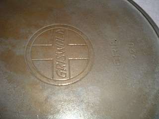 Griswold #13 720 Erie Cast Iron Skillet Nickel Slant Logo Heat Ring 
