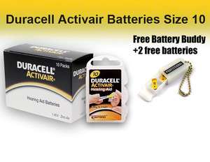 Duracell Hearing Aid Batteries Size 10 + Free Battery Buddy  
