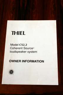 Thiel CS2.2 CS 2.2 Speaker Owners Manual *Original*  