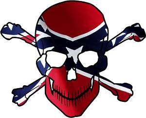 Rebel Flag Skull Crossbones Style 3 Vinyl Sticker Decal confederate 
