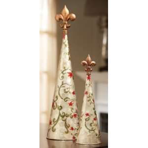  Set of 2 Pearly Capiz Shell Cone Shaped Topiary Table 