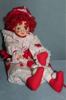 Brinns Red & White Hearts Valentine Clown Doll 1986  