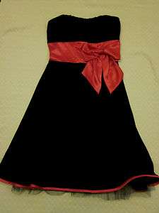 Juniors Ruby Roxblack strapless dress hot pink trim size 5 prom 