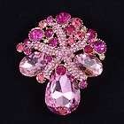 New CECILE JEANNE Pink Swarovski Crystals Pin Brooch  