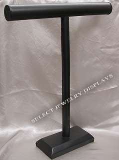 Black Leather Necklace T Bar Jewelry Display Stand 18H  