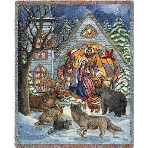  Snowfall Nativity Tapestry Throw