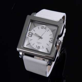 Exquisite Square Dial Scale Leather Men Wristwatch Gift  