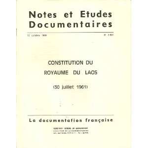  CONSTITUTION DU ROYAUME DU LAOS (30 JUILLET 1961), N 