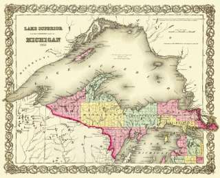 STATE OF MICHIGAN (MI) UPPER PENINSULA 1855 MAP MOTP  