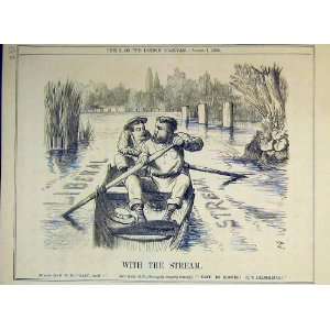  1885 Men Boat River Liberal Stream Politics Trees Grass 