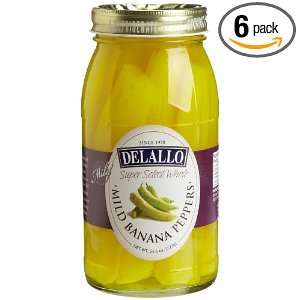 DeLallo Whole Mild Banana Peppers, 25.5 Ounce Jars (Pack of 6)