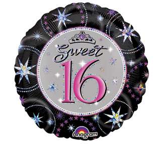 SWEET 16 TIARA 18 Balloon BIRTHDAY PRINCESS GLAM GLITTER GLLITZ W 