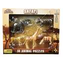 4D PUZZLE SAFARI AFRICAN giraffe lion elephant 5 pack