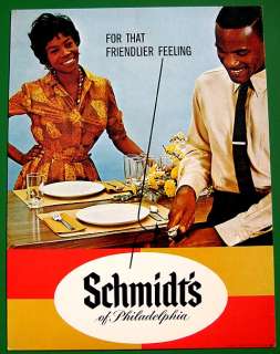 Schmidts Beer 1963 hard paper poster sign MINT  
