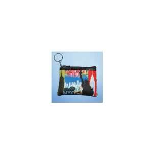Pack of 12 New York City Coin Purses with Zipper and Key Chain 