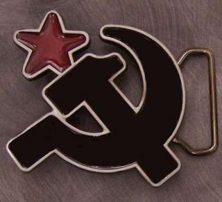 Pewter Belt Buckle Russian Hammer and Sickle NEW  