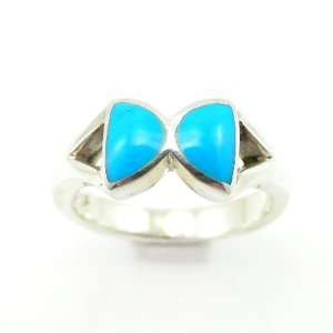   55gms Blue Turquoise 925 Sterling Silver Fashion Ring Size 7 Jewelry