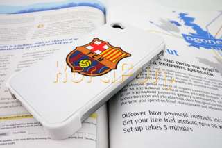 BARCELONA FC GENUINE LEATHER CASE FOR APPLE IPHONE 4 4S 4G HARD BACK 